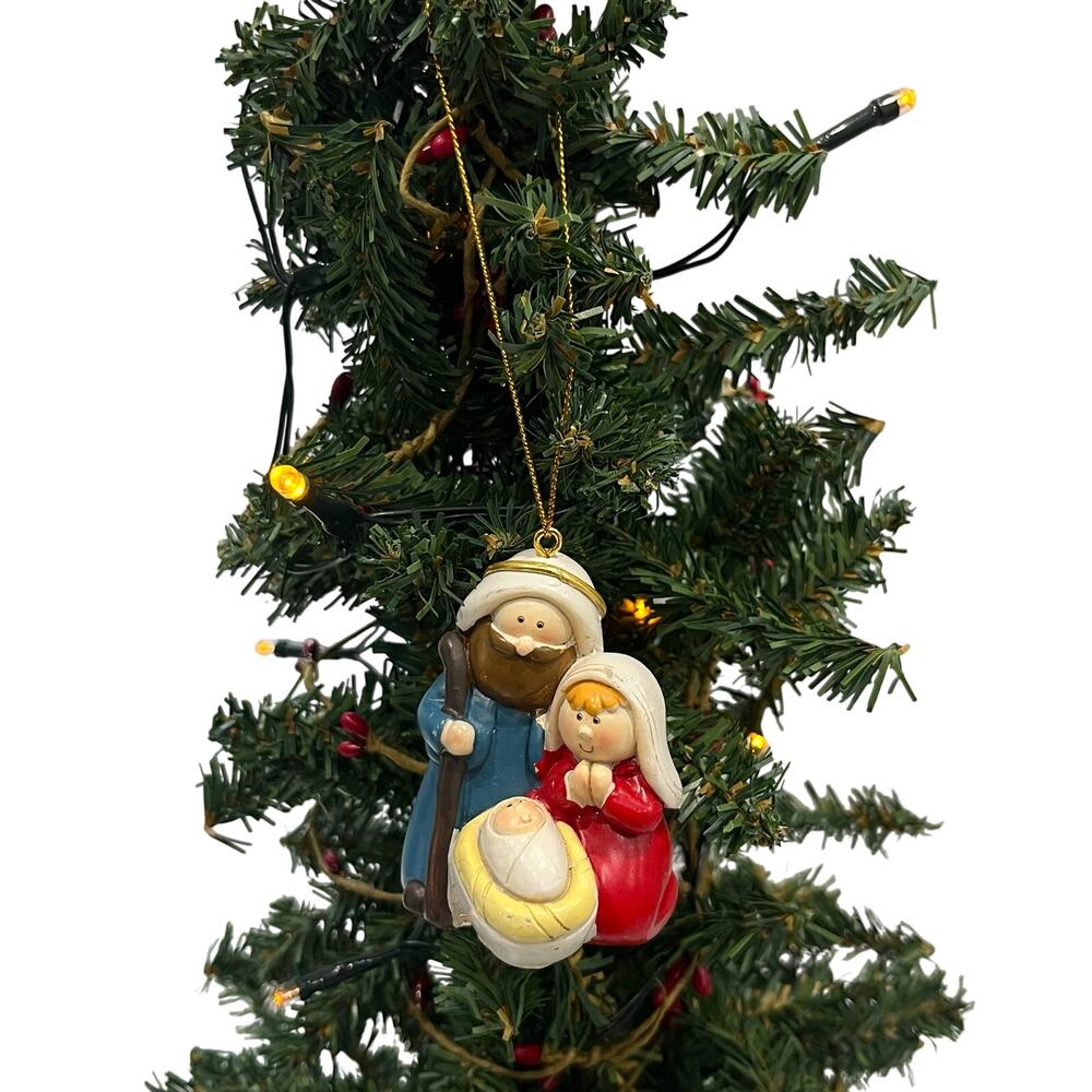 Hand Painted Resin Holy Family Nativity Scene 2.5" Christmas Ornament
